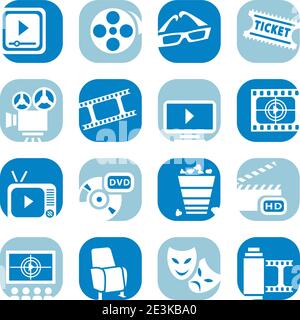 Elegante bunte ?inema Icons Set für Mobile, Web und Anwendungen erstellt. Stock Vektor