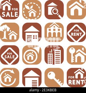 Color Building Icons Set Erstellt Für Mobile, Web Und Anwendungen. Stock Vektor