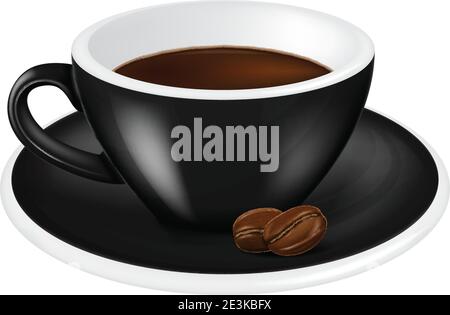 Kaffeetasse mit gerösteten Bohnen. Vektorgrafik. Stock Vektor