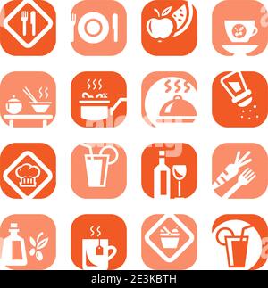 Elegantes Farbenfrohes Food Icons Set Für Mobile, Web Und Anwendungen. Stock Vektor