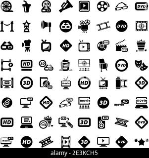 Großes Elegantes Movie Icons Set Für Mobile, Web Und Anwendungen. Stock Vektor