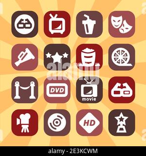 Symbole Für Farbfilme, Die Für Mobilgeräte, Web Und Anwendungen Erstellt Wurden. Stock Vektor