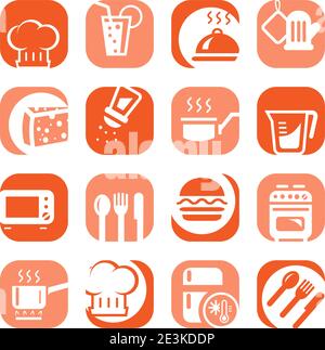Elegantes Buntes Kitchen Icons Set Für Mobile, Web Und Anwendungen. Stock Vektor
