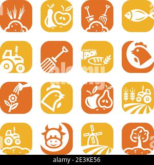 Elegantes Landwirtschafts-Icons-Set Für Mobile, Web Und Anwendungen. Stock Vektor