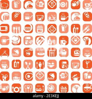 Große Farben Küche Symbole gesetzt Stock Vektor
