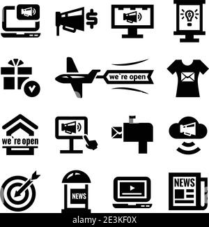 Elegantes Marketing und Werbung Icons Set. Stock Vektor