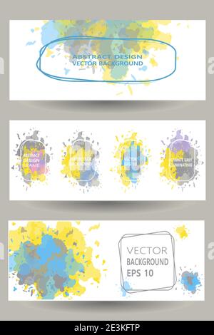 Satz Banner Aquarell Stain Splash Hintergrund mit Text in Rahmen Stock Vektor