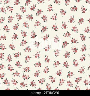 Modisch trendy Vektor nahtlose florale ditsy Muster-Design. Elegante wiederholende Textur Hintergrund von kleinen Blumen und Blätter für Textil Stock Vektor