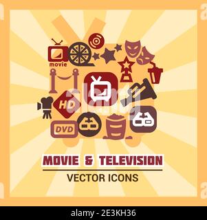 Bunte Kino-Ikonen Stock Vektor