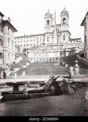 Vintage 19. Jahrhundert Foto: Piazza di Spagna, Spanische Treppe, Rom Italien. Stockfoto