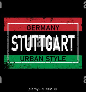 Stuttgart City in Deutschland Schriftzug Text. Vektorgrafik Logo Text für Webseite, Druck und Werbung. Stock Vektor