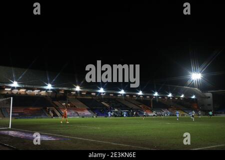 Peterborough, Großbritannien. Januar 2021. Ein allgemeiner Blick auf die EFL League ein Spiel Peterborough United gegen Charlton Athletic, im Weston Homes Stadium, Peterborough, Cambridgeshire, Großbritannien am 19. Januar 2021. Die Spiele der englischen Premier League werden immer noch hinter verschlossenen Türen gespielt, wegen der aktuellen COVID-19 Coronavirus-Pandemie und der staatlichen sozialen Distanzierungs-/Sperrbeschränkungen. Kredit: Paul Marriott/Alamy Live Nachrichten Stockfoto