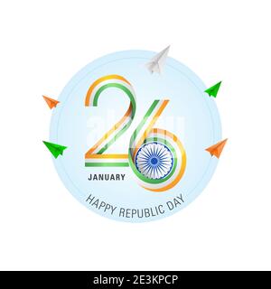 26 Januar Textband, Indian Republic Day Logo Design für Banner, Poster und Flyer Stock Vektor