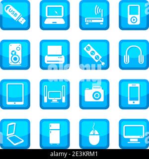 Vektorsymbole für elektronische Geräte für Web und Mobilgeräte. Alle Elemente sind gruppiert. Stock Vektor