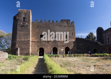 Gondar, Äthiopien - Palast von Iyasu I in der königlichen Einschließung Stockfoto