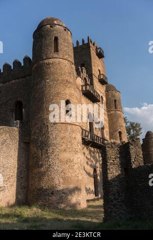 Gondar, Äthiopien - der Fasilidas Palast oder die Burg von Fasilidas wurde im 17. Jahrhundert von Kaiser Fasilidas in Auftrag gegeben. Stockfoto