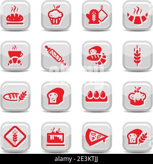Backwaren Icon Set für Web und Mobile. Alle Elemente sind gruppiert. Stock Vektor