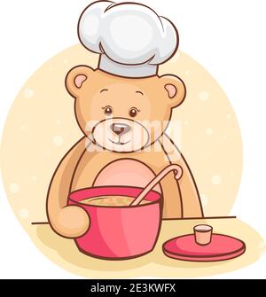 Illustration von niedlichen kleinen Teddybären Koch. Stock Vektor