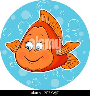 Illustration des Spaßes Goldener Fisch im Wasser. Stock Vektor