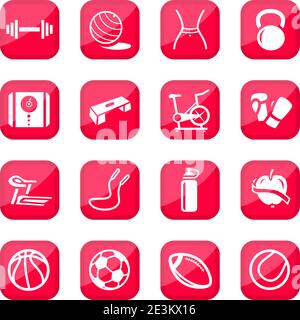 Fitness und Sport Vektor-Icon-Set für Web und mobile. Alle Elemente sind gruppiert. Stock Vektor