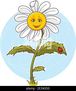 Cartoon Illustration von schönen niedlichen Gänseblümchen Blume. Stock Vektor