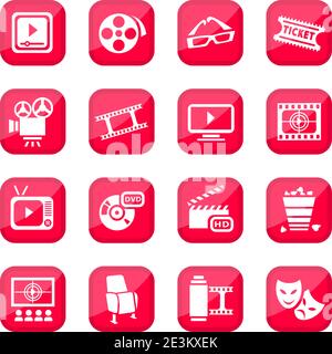 Cinema Vektor Icon Set für Web und mobile Geräte. Alle Elemente sind gruppiert. Stock Vektor