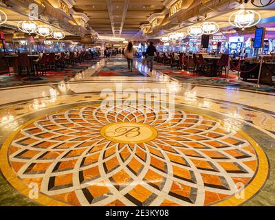 Las Vegas, 8. JANUAR 2021 – Blick von innen auf das Bellagio Hotel und Casino Stockfoto