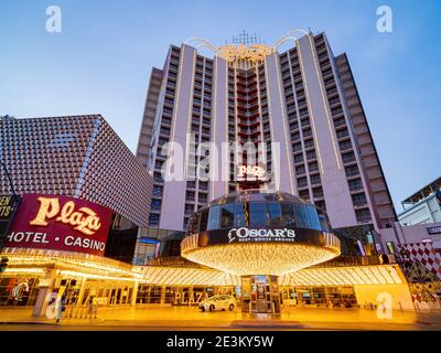 Las Vegas, 12. JANUAR 2021 - Außenansicht des Plaza Hotels und des Casinos Stockfoto