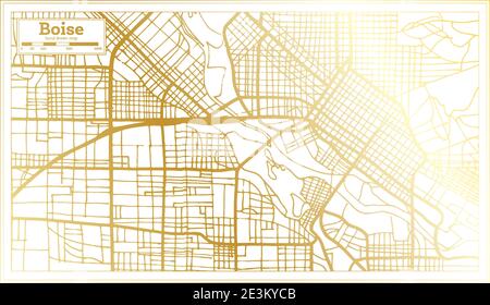 Boise USA Stadtplan im Retro-Stil in Golden Color. Übersichtskarte. Vektorgrafik. Stock Vektor