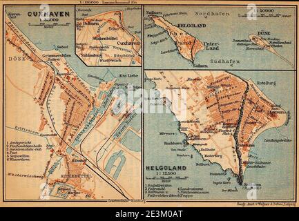 Karte cuxhaven helgoland 1910. Stockfoto