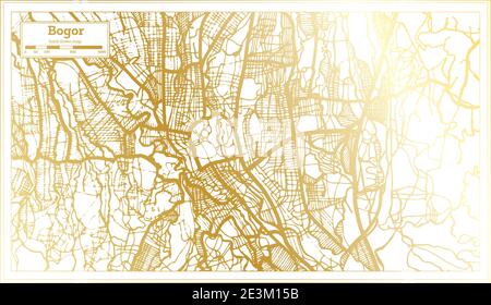 Bogor Indonesia Stadtplan im Retro-Stil in Golden Color. Übersichtskarte. Vektorgrafik. Stock Vektor