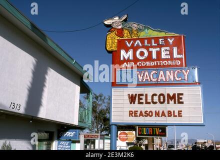 Valley Motel Schild an der Fremont Street in Las Vegas, Nevada Stockfoto