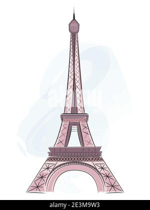 Eiffelturm im handgezeichneten Stil, Symbol von Paris. Vektorgrafik. Stock Vektor