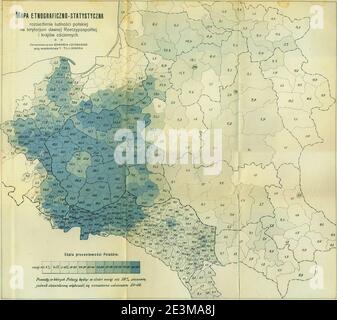 Karte der polnischen Einwohner auf dem ehemaligen Territorium des polnisch-litauischen Commonwealth, Orgelbrand 1912 1. Stockfoto