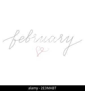 Handgezeichneter Schriftzug Vektor Februar. Monat Februar für Kalender. Tinte Pinsel Schriftzug für Winter Einladungskarte. Stock Vektor