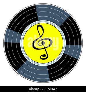 Illustration der vintage Vinyl Grammophon Schallplattenikone Stock Vektor