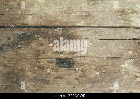 Draufsicht auf Vintage und alten Holztisch Hintergrund. Stockfoto