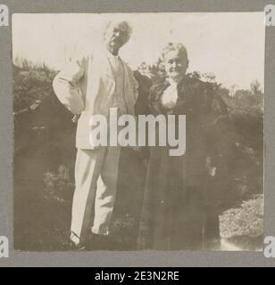 Mark Twain mit Anna Laura (Elizabeth) Hawkins Frazer, wer war die Inspiration für die Twain-Charakter Becky Thatcher Tom Sawyer und Huckleberry Finn Stockfoto