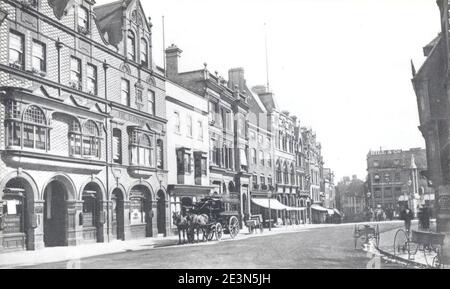 Marktplatz, Reading, Blick nach Südosten auf High Street, c. 1890. Stockfoto