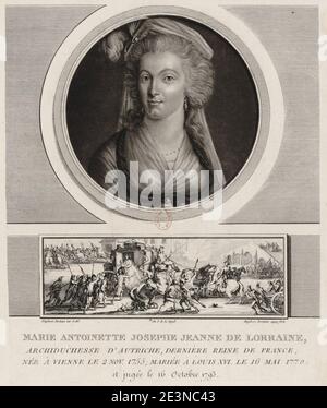 Marie Antoinette Josephe Jeanne de Lorraine - Gravur. Stockfoto