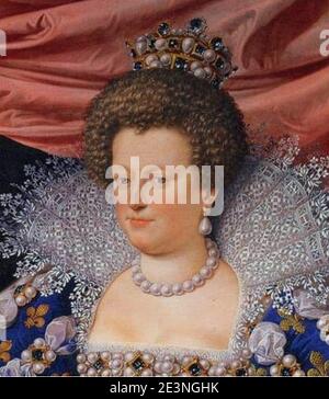 Maria de'Medici als Regentin von Frankreich im Alter von 38 Jahren im Jahr 1611 - Frans Pourbus Jnr - Uffizi, Florenz (Detail). Stockfoto