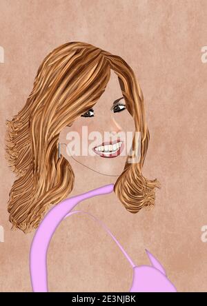 Linda Blair Portrait Illustration. Stockfoto