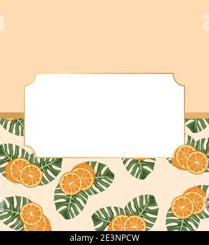 Zitrusfrucht-Poster mit Orangen- und Blattmuster im Rahmen vektorgrafik Design Stock Vektor