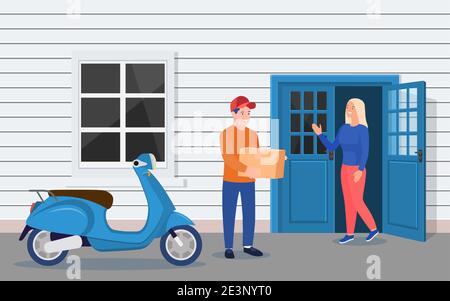 Mann hinterließ Pappkartons mit Waren Stock Vektor