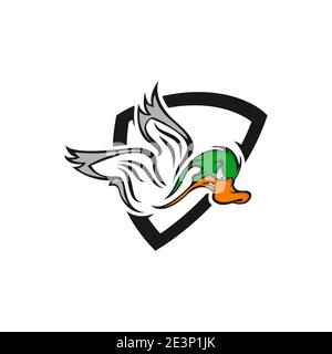 Das Ducks Logo Design Inspiration für den Club. Ente Maskottchen Logo Design.EPS 10 Stock Vektor