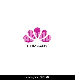 Abstrakte dekorative Blütenblätter Logo Design-Vorlage isoliert auf weißem Hintergrund. Radiance energi Vektordarstellung. Violett-violette Verlaufsfarbe Stock Vektor