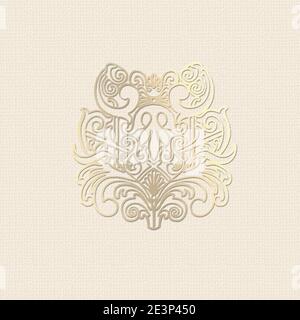 Orientalisches Musterdesign. Gold Muster Spitze Ornament auf rot. 3D-Illustration. Modell, Vorlage, Ort für Text Stockfoto