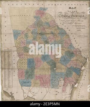 Karte des Staates Georgien, aus aktuellen Umfragen und die authentischsten Informationen gezogen Stockfoto