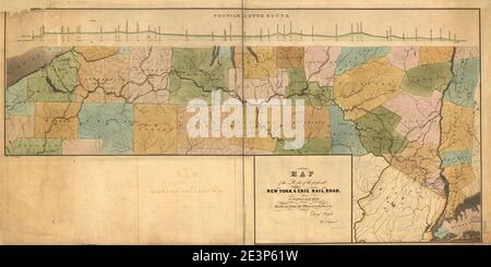 Karte der Route der geplanten New York & Erie Railroad, wie im Jahr 1834 untersucht, reduziert von den Plänen, wie von Benjn zurückgegeben. Wright, Bauingenieur, D. R. Harrison, sc. Stockfoto