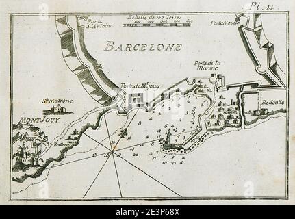 Karte des Hafens von Barcelona - Roux Joseph - 1804. Stockfoto